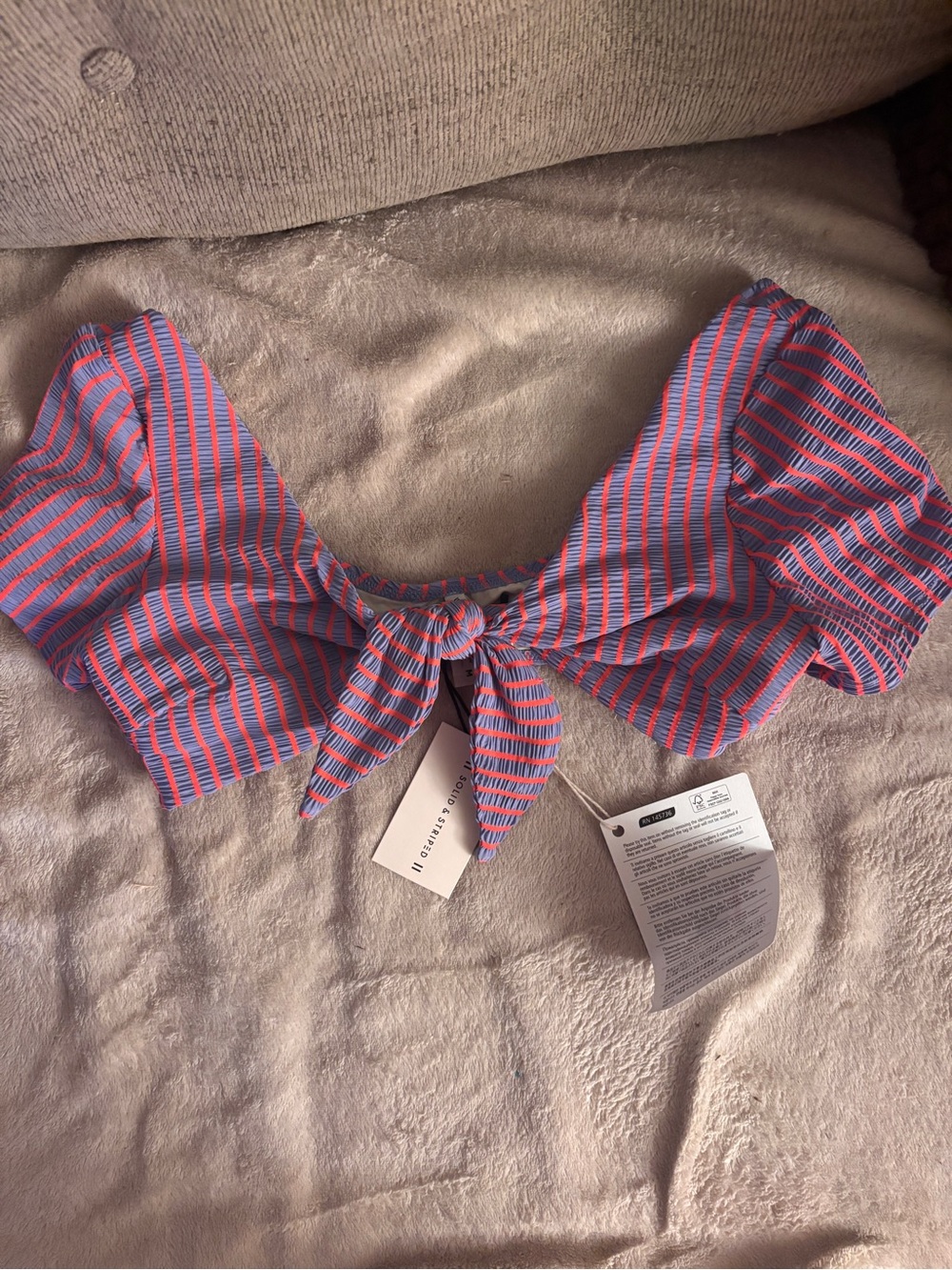 Striped Tie-Front Bikini Top